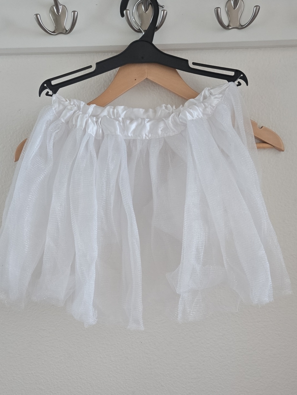 Kids White Tulle Costume Skirt - Elastic Waist